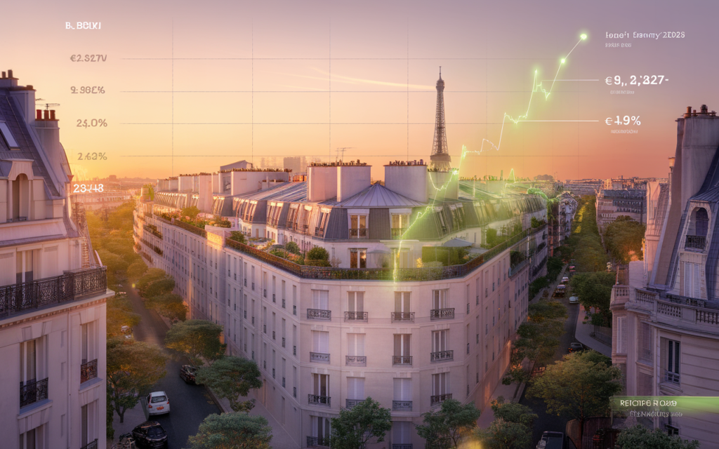 Graphique montrant l'évolution du prix au mètre carré à Paris en 2026