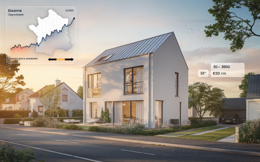Graphique illustrant l'évolution du prix au mètre carré en Essonne en 2026