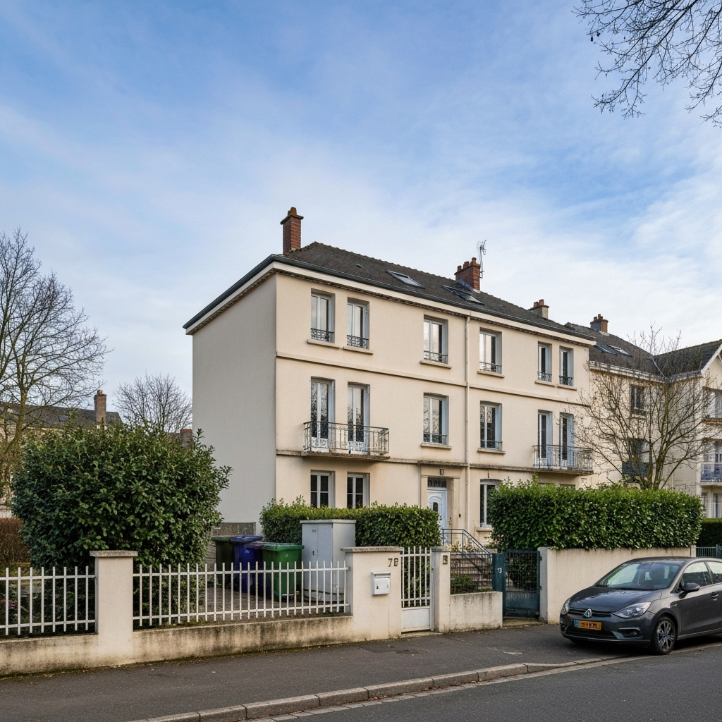 Vue d'un quartier résidentiel moderne avec des panneaux solaires sur les toits, symbolisant l'évolution de l'immobilier après la crise énergétique